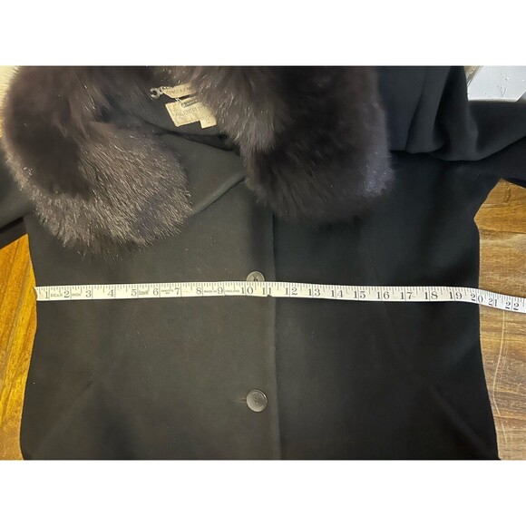 ALBERT NIPON Wool Long Overcoat With Collar Of Dyed Fox Fur From Finland Sz 12 - Picture 6 of 8